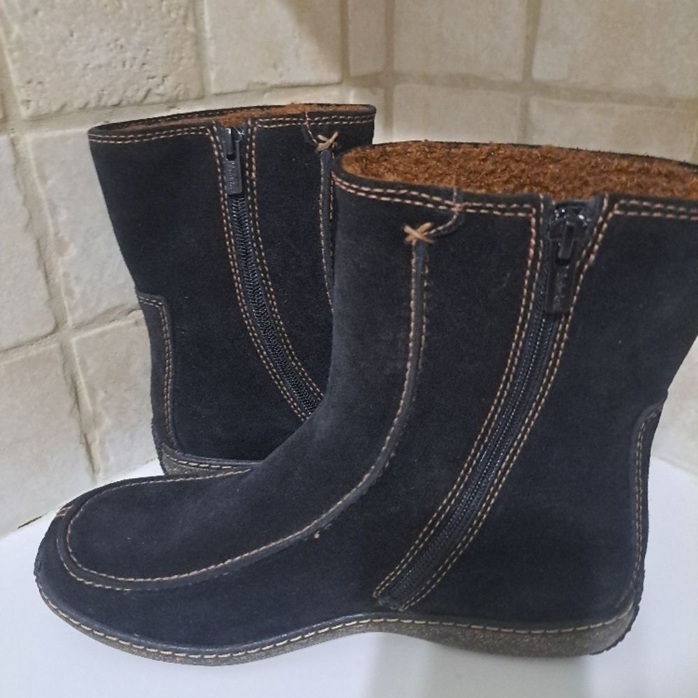 Timberland Black Suede Side Zip Leather Boots size 8 - Picture 4 of 6
